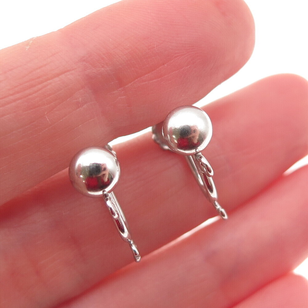 Simmons 925 Sterling Silver Vintage Charm Holder Screw Back Earrings